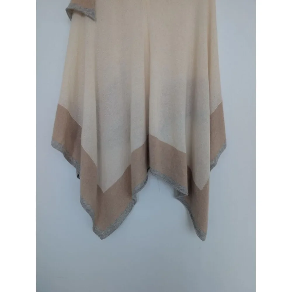 J. McLaughlin Cashmere Colorblock Poncho Shawl Wrap Kimono Cardigan One Size - Picture 5 of 16